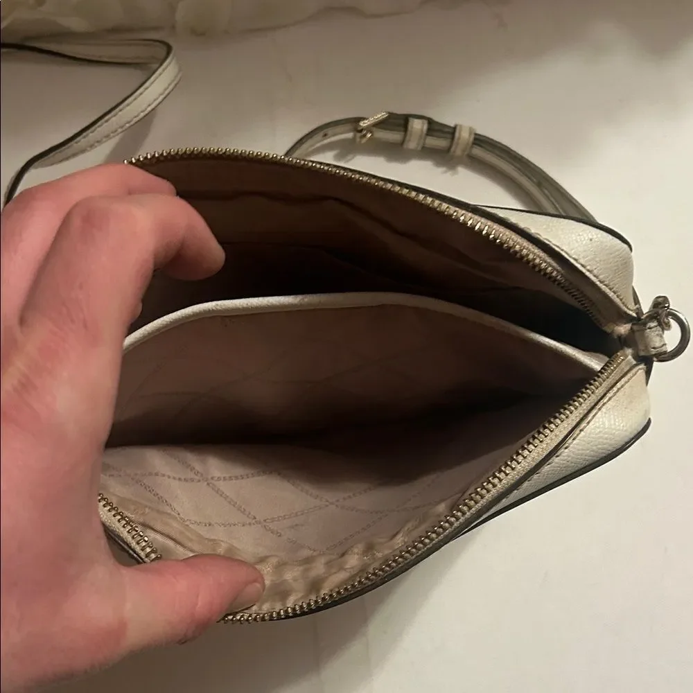 Michael Kors White Crossbody Bag with Gold Details